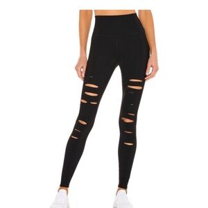 Alo yoga black high rise ripped warrior leggings size small